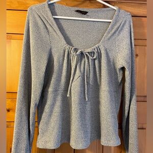 No Boundaries Women's Gray Ribbed Blouse